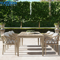 Outdoor table and chairs patio outdoor imported modern simplicity Nordic Chinese oriental grapefruit full solid wood long table large table
