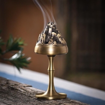 Pure copper incense burner household indoor Boshan furnace living room agarwood incense incense burner pan incense for Buddha ornaments antique creative offering