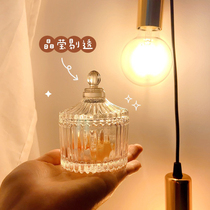 ins transparent glass storage can retro Korean style desktop jewelry storage box candy bottle expanded fragrance stone container ornaments