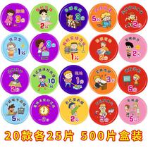 Rewarding points card for children Family reward coin point card primary school students reward and fine coin plastic point coin customization