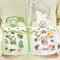 Thermos Cup Female large capacity with straw portable water Cup cute children student Net red belly Cup sports kettle