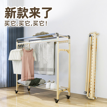 Clothes rack floor folding indoor balcony mobile drying rack Household outdoor bedroom drying rack drying quilt artifact