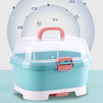 Put baby bottle storage box children tableware bowl chopsticks storage storage box with lid drain rack dust baby products