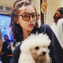 Retro brown sunglasses women big face thin plain face Net Red big frame square anti ultraviolet myopia sun glasses women