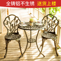 Cast Aluminum Balcony Small Table And Chairs Combined Patio Outdoor Furniture Garden Outdoor Iron Art Casual Three Sets Eurostyle Brief