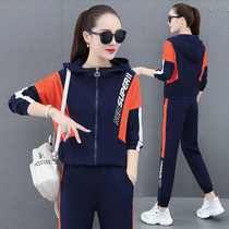 Hooded sweater Womens Spring and Autumn New loose Korean leg pants casual sports suit Tide ANTA E ERKE
