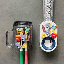 Squeeze toothpaste artifact cartoon cute children toothpaste squeezer automatic wall-mounted toothpaste holder toothbrush cup