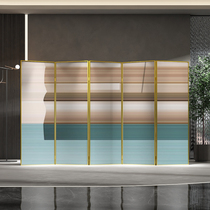 Aluminum alloy abstract lines Light luxury screen partition Simple modern living room occlusion Folding mobile office Hotel
