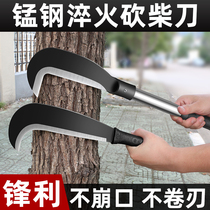 Manganese steel cutting knife outdoor wood knife hand forged scythe chopping wood cutter cutter open road bending knife