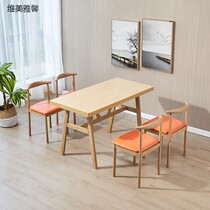 Nordic minimalist wrought iron horn chair canteen restaurant spicy noodle restaurant milk tea snack restaurant fast dining table and chair combination