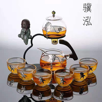 Glass anti-scalding lazy kung fu tea set simple creative heat-resistant transparent semi-automatic tea maker home