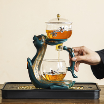 Cute rabbit glass all half automatic tea set with light luxury and convenient anti-hot office household lazy tea artifact