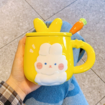Cup girl rabbit cute ceramic cup with cover with spoon home with Mark cup couples coffee breakfast cup