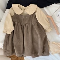 Good look ~ Han Edition autumn girl vest skirt cordux dress doll dress loose child skirt
