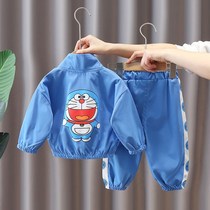 Boys spring clothing suit new 2021 Han boys two - piece set of childhood spring and autumn trend thin