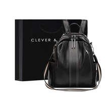 CleverKetsch double shoulder bag woman 2022 new large capacity travel bag Korean version soft leather 100 lap fashion backpack