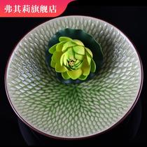 SPA Aromatic spa dressing tools green glaze ceramic rice viewing basin beauty bed viewing Basin