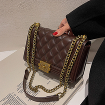 Explosive Vintage Bag 2022 New Bag Womens Fashion Diamond Check Chain Cross-body Bag Premium Sense Single Shoulder Small Square Bag