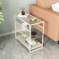 Nordic cream wind side table movable glass small coffee table living room sofa corner several small apartment side cabinet square table