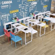 Training table Simple long table Household single and double desks and chairs Primary and secondary school cram school tutoring training course desk