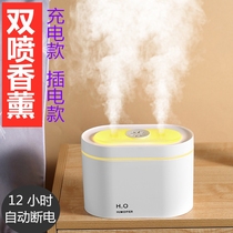 Humidifier office desktop small home silent bedroom dormitory student indoor bedside night light USB rechargeable battery double nozzle mini air spray wet wireless aroma diffuser