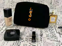 New Velvet Makeup Bag Black Suede Cloth Containing Bag Wash Bag Portable Small Square Bag Large Capacity Skincare Gift