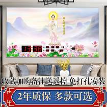 2021 new Guanyin Bodhisattva Buddha hanging wall digital perpetual calendar electronic clock home living room wall-mounted clock table