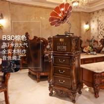Retro solid wood phonograph antique record player vintage vinyl record player living room black glue integrated audio