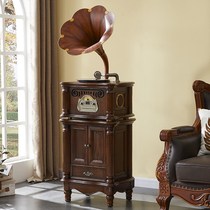 Todays ink retro phonograph old-fashioned classical vinyl record player antique Big Horn audio living room big decoration audio