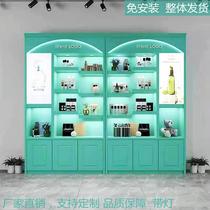 Simple Modern Cosmetics Display Cabinet Skin Care Products Showcase Paint Floor Back Cabinet Beauty Salon Product Container Customization