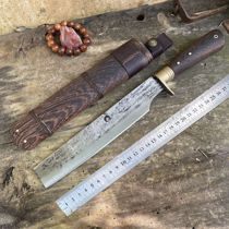 Home Artisanal Japan Style Waist Thallium Forged firewood knife Off and often long handle Wooden Sheath Cleaved Tree Outdoor Open Mountain Road Barrier