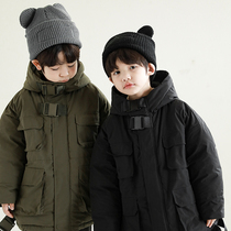 oddtails boys fashion tooling cotton clothes autumn and winter new large childrens cotton clothes windproof warm hooded coat tide
