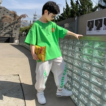 Childrens clothing boys summer suit 2021 New Korean version of the childrens short sleeve two-piece boy summer clothes loose