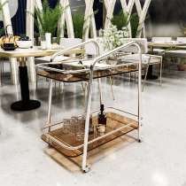 Home simple stainless steel mobile trolley living room creative tea table commercial hotel wine truck dining car cake car