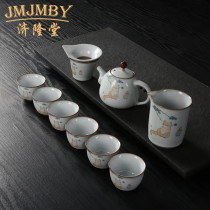Meng cat Yuebai Kai Pai Kung Fu tea set household ceramic gift set
