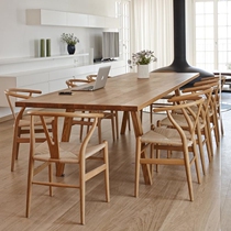 Nordic all solid wood dining table and chair combination simple tea table rectangular meeting desk log computer desk desk