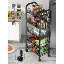 Kitchen rack home storage storage shelf floor multi-layer supplies large trolley multi-functional vegetable basket