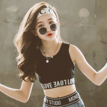 Girls strap knit vest Western style outer wear high-waisted on bare jazz dance movement vest thin summer
