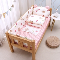 Baby crib bed fence soft bag splicing bed breathable cotton bedding set quilt pillow removable and washable bedding