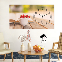 Simple horizontal rectangular Nordic modern new Chinese wall clock watch living room dining room art personality decorative clock
