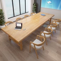 Nordic Solid Wood Meeting Table Long Table Industrial Wind Rectangular Log Loft Desk Training Negotiate Table And Chairs Combination