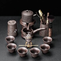Household lazy tea tools office purple sand bamboo automatic tea set light luxury high end teapot small tea cup