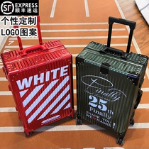 All-aluminum magnesium alloy luggage female custom LOGO pattern boarding password suitcase metal high-value trolley case