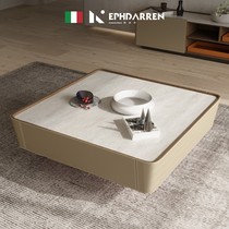 Italian light luxury rock board tea table TV cabinet combination post-modern villa locker designer solid wood square tea table