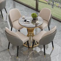 Rock Board Light Extravagant Talks Table And Chairs Combined 4S Store Sales Floor Reception Desk Milk Tea Shop Café Small Round Table Casual Table