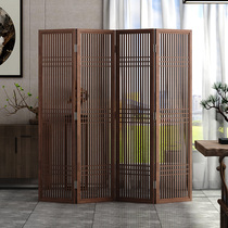 New Chinese screen partition living room folding screen modern simple folding Zen office Teahouse solid wood antique screen