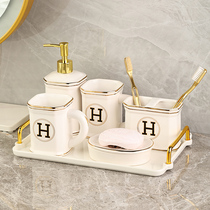 Light extravagant upscale bathroom with five sets of washing suit Nordic bath room Supplies modern hand wash bench trays boilerplate kit