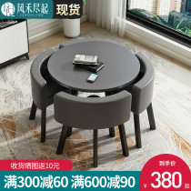 Dining table and chair combination household small apartment commercial dining table living room dining room folding reception negotiation coffee square table