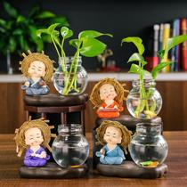 Desk ornaments ladies green hydroponic vases flowerpots glass ornaments little monk water-raising plants containers dishes