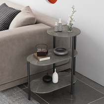 Light luxury Rock board sofa iron side small living room simple side table narrow Nordic corner round side cabinet bedside table